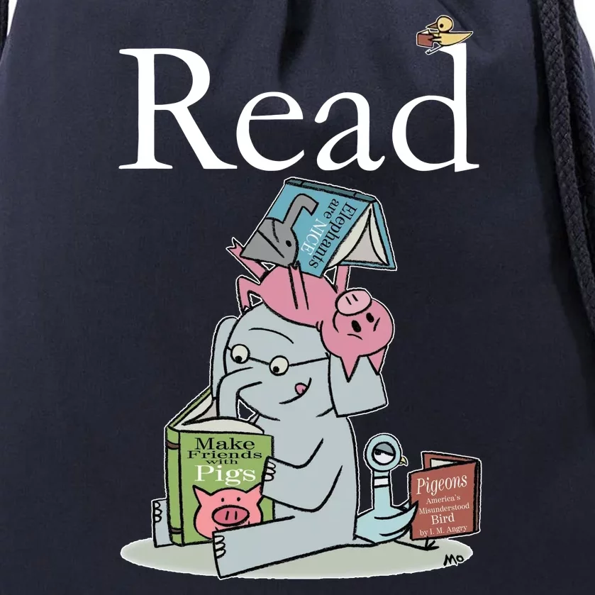 Funny Cute Animals Read Book Fan Drawstring Bag