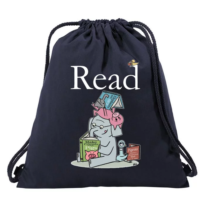 Funny Cute Animals Read Book Fan Drawstring Bag