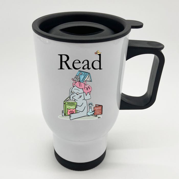 Funny Cute Animals Read Book Fan Front & Back Stainless Steel Travel Mug