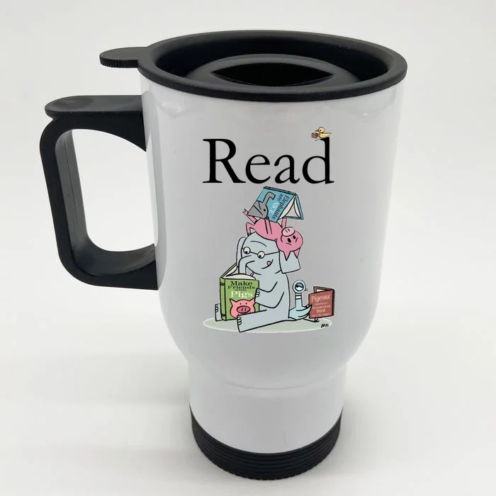 Funny Cute Animals Read Book Fan Front & Back Stainless Steel Travel Mug