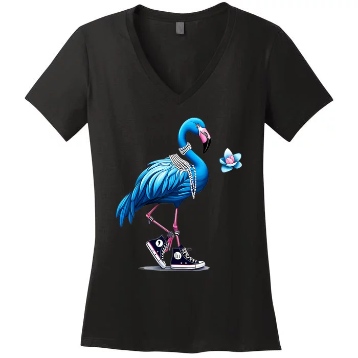 Flamingo Chucks And Pearls Comma La Kamala 2024 Women's V-Neck T-Shirt