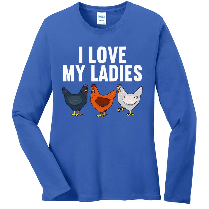 Funny Chicken Art Farming Chicken Farmer Ladies Long Sleeve Shirt