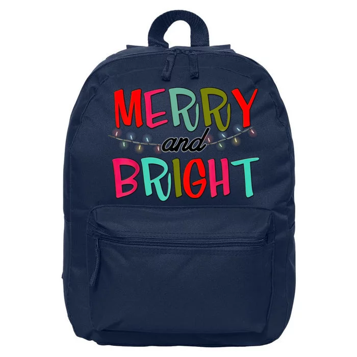 Funny Christmas Apparel Merry & Bright Christmas Lights 16 in Basic Backpack