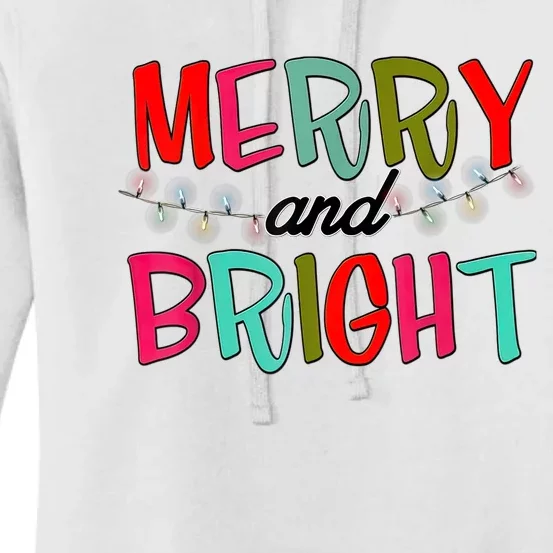 Funny Christmas Apparel Merry & Bright Christmas Lights Women's Pullover Hoodie