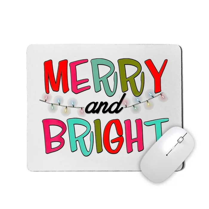 Funny Christmas Apparel Merry & Bright Christmas Lights Mousepad