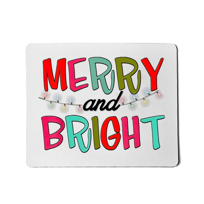 Funny Christmas Apparel Merry & Bright Christmas Lights Mousepad