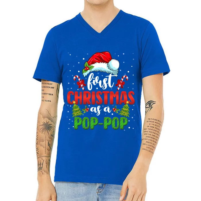 First Christmas As A Pop Pop Santa Gender Reveal Christmas Cute Gift V-Neck T-Shirt