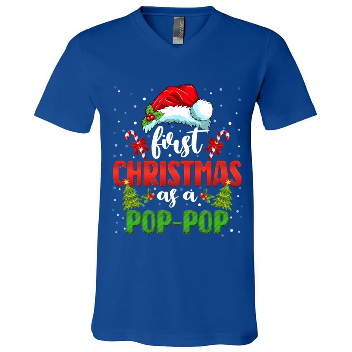 First Christmas As A Pop Pop Santa Gender Reveal Christmas Cute Gift V-Neck T-Shirt