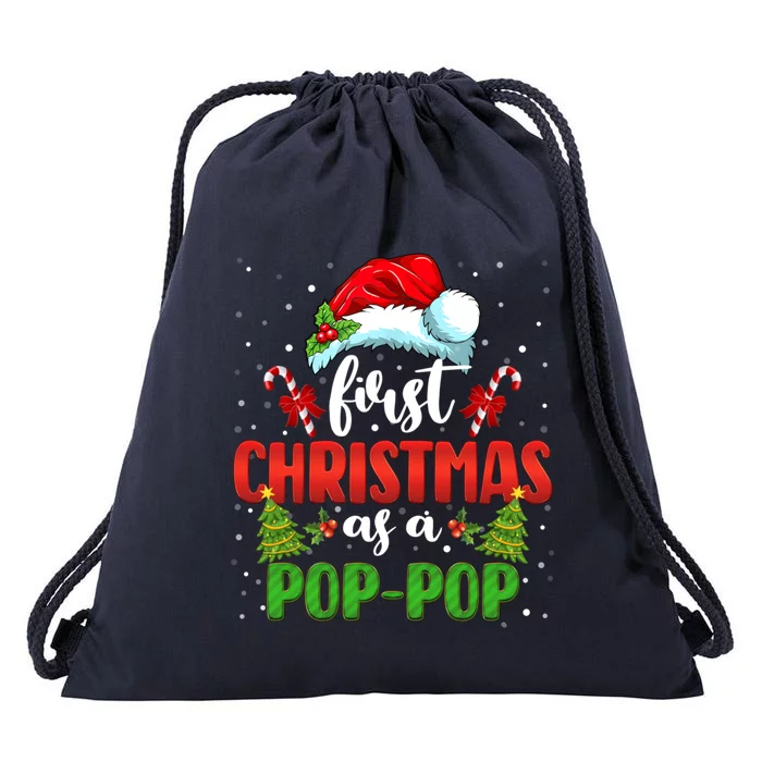 First Christmas As A Pop Pop Santa Gender Reveal Christmas Cute Gift Drawstring Bag