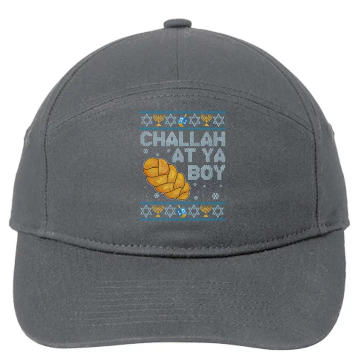 Funny Challah At Ya Boy Ugly Hanukkah Sweater 7-Panel Snapback Hat