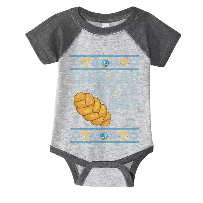 Funny Challah At Ya Boy Ugly Hanukkah Sweater Infant Baby Jersey Bodysuit