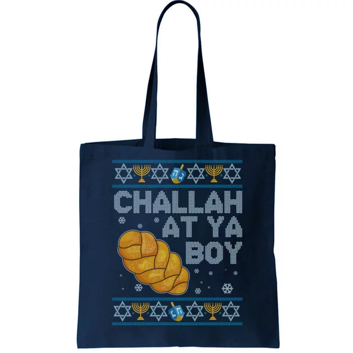 Funny Challah At Ya Boy Ugly Hanukkah Sweater Tote Bag