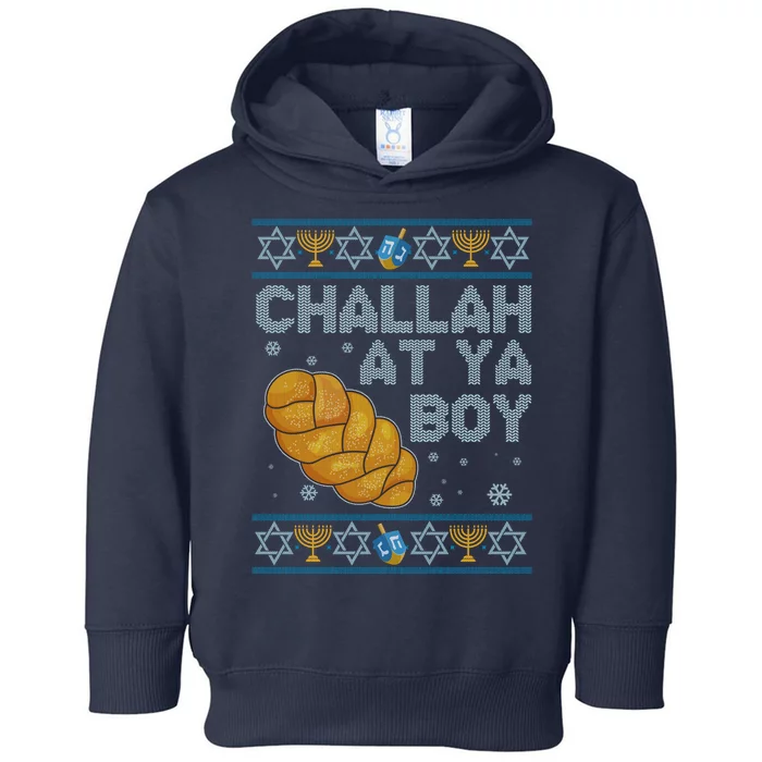 Funny Challah At Ya Boy Ugly Hanukkah Sweater Toddler Hoodie