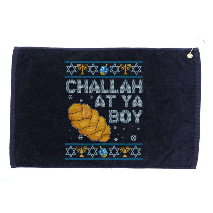 Funny Challah At Ya Boy Ugly Hanukkah Sweater Grommeted Golf Towel