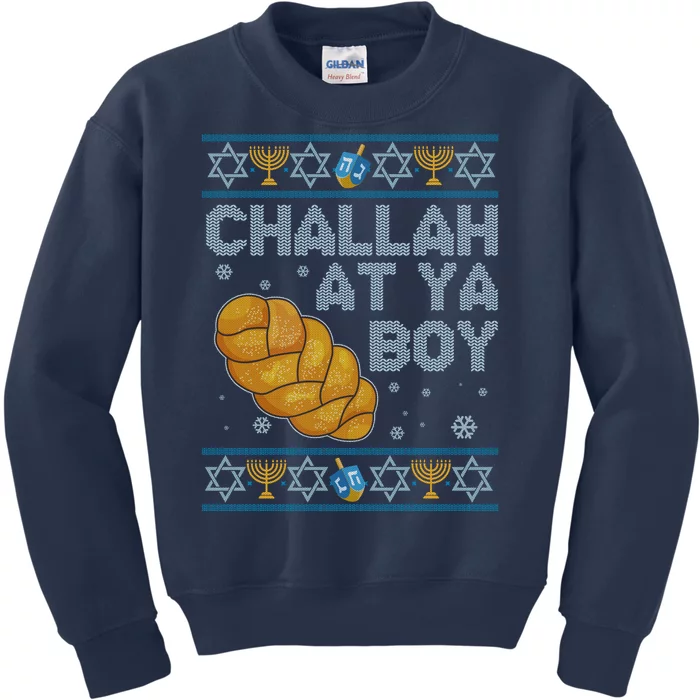 Funny Challah At Ya Boy Ugly Hanukkah Sweater Kids Sweatshirt