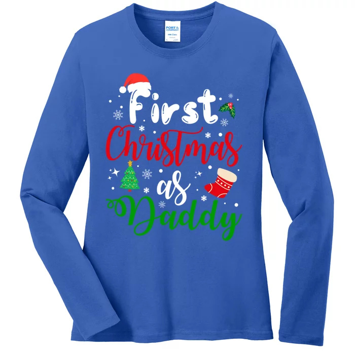 First Christmas As Daddy New Parents Christmas Xmas Dad Great Gift Ladies Long Sleeve Shirt