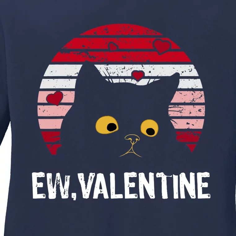 Funny Cat Anti Valentines Day Single Awareness Kitty Lovers Ladies Long Sleeve Shirt