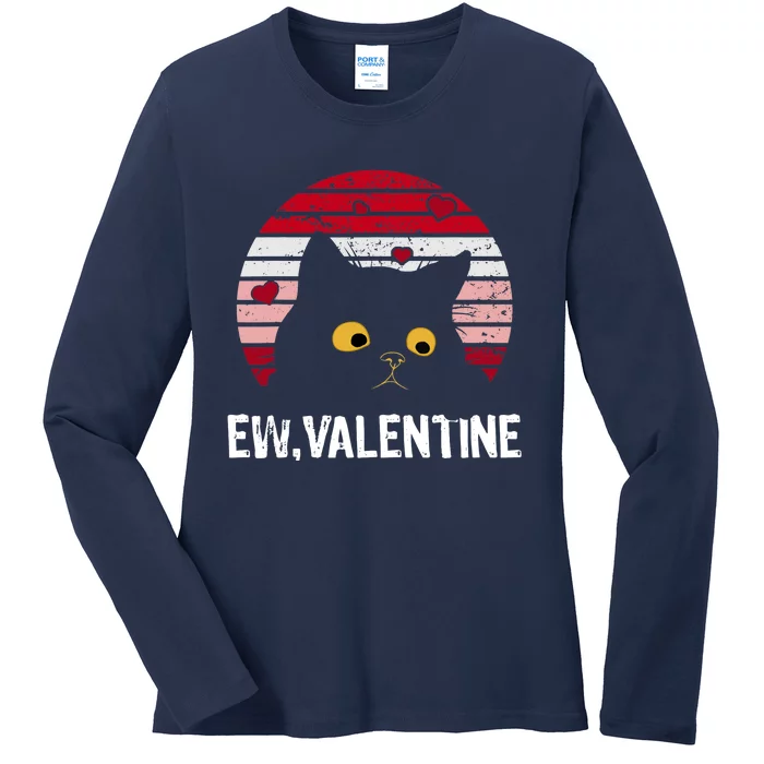 Funny Cat Anti Valentines Day Single Awareness Kitty Lovers Ladies Long Sleeve Shirt