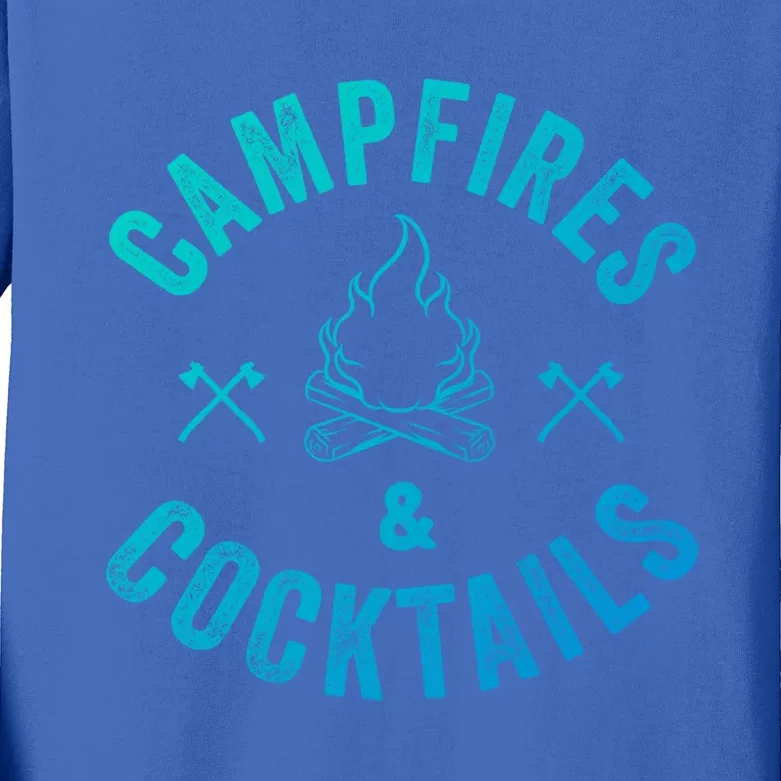 Funny Campfires And Cocktails Hiking Camping Ing Gift Kids Long Sleeve Shirt