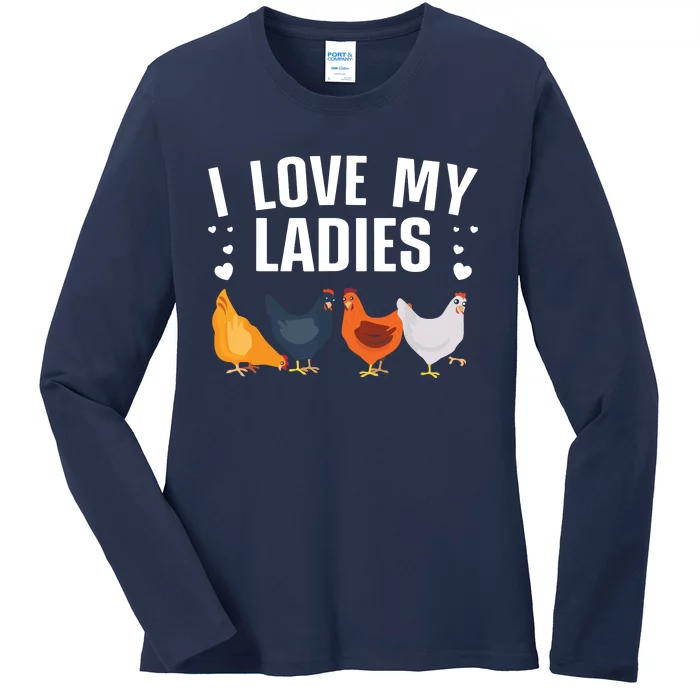 Funny Chicken Art Men Women Ladies Chicken Farmer Whisperer Ladies Long Sleeve Shirt