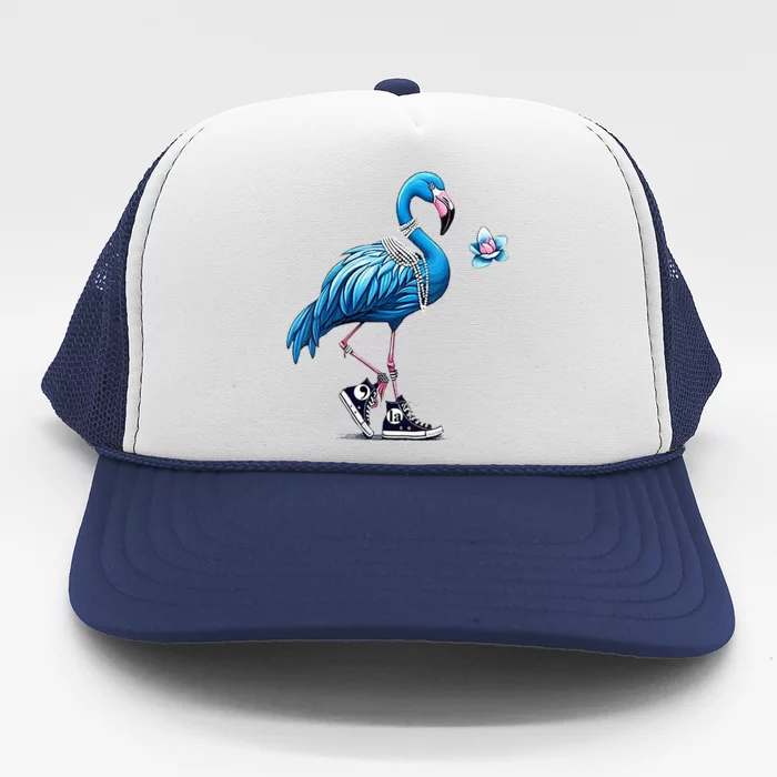 Flamingo Chucks And Pearls Comma La Kamala Harris 2024 Trucker Hat