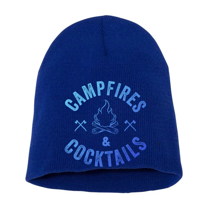 Funny Campfires And Cocktails Hiking Camping Ing Gift Short Acrylic Beanie