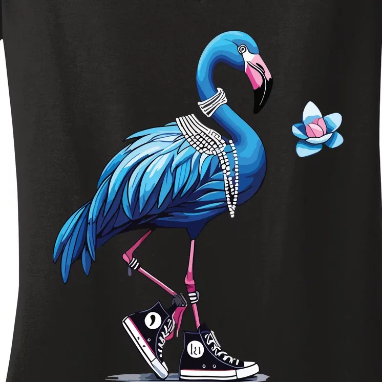 Flamingo Chucks And Pearls Comma La Kamala 2024 Women's V-Neck T-Shirt