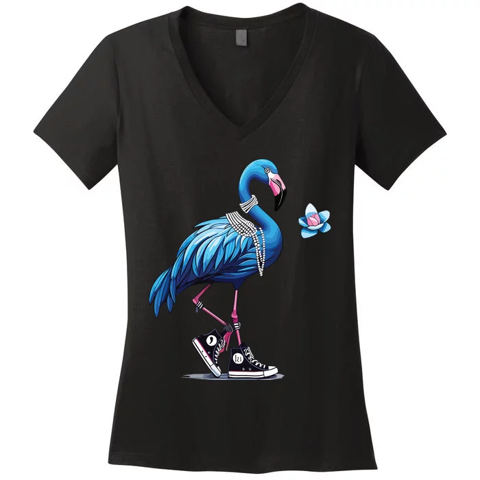 Flamingo Chucks And Pearls Comma La Kamala 2024 Women's V-Neck T-Shirt