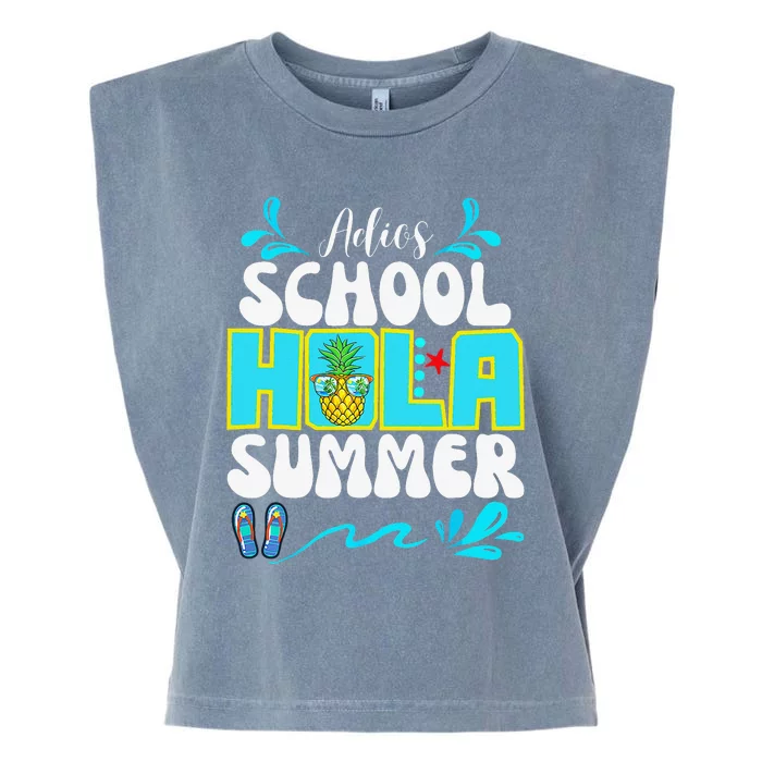 Funny Cute Adios School Hola Summer lovley Garment-Dyed Women's Muscle Tee