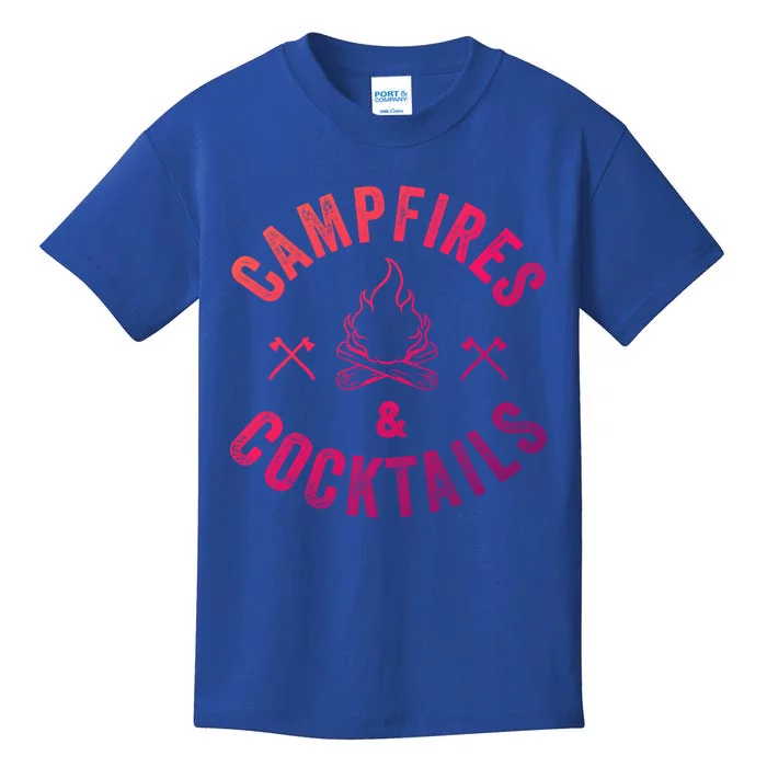 Funny Campfires And Cocktails Hiking Camping Ing Gift Kids T-Shirt