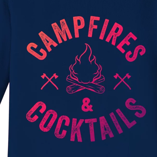 Funny Campfires And Cocktails Hiking Camping Ing Gift Baby Long Sleeve Bodysuit