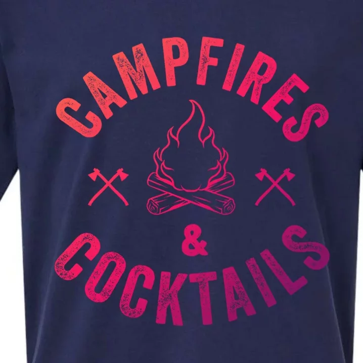 Funny Campfires And Cocktails Hiking Camping Ing Gift Sueded Cloud Jersey T-Shirt