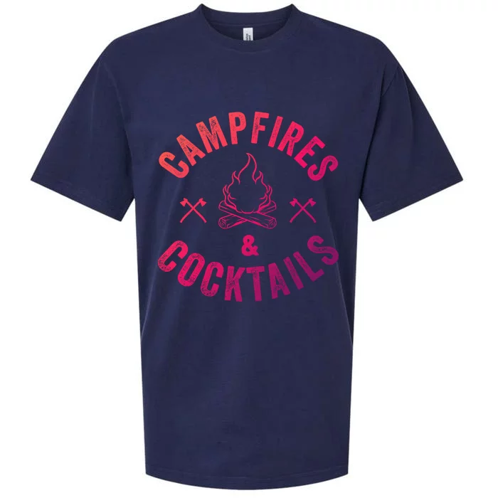 Funny Campfires And Cocktails Hiking Camping Ing Gift Sueded Cloud Jersey T-Shirt