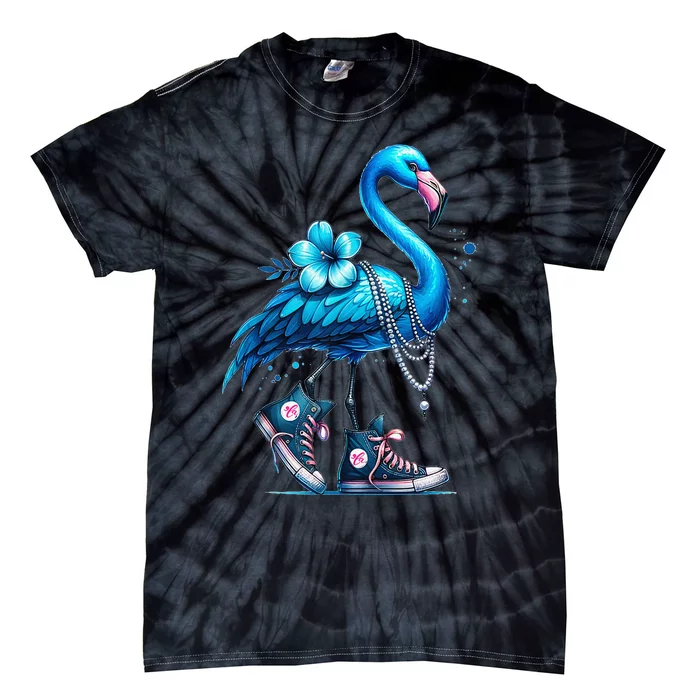 Flamingo Chucks And Pearls Comma La Kamala 2024 Gift Tie-Dye T-Shirt