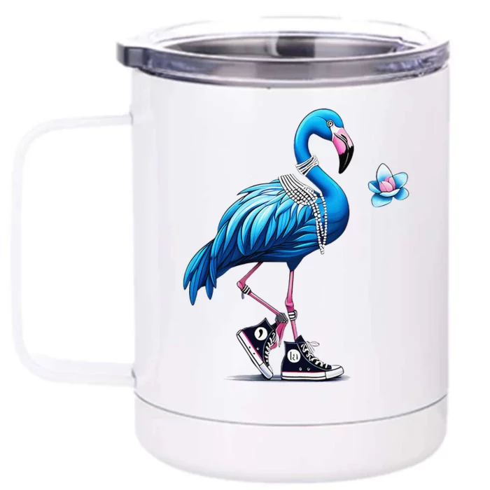 Flamingo Chucks And Pearls Comma La Kamala 2024 Gift Front & Back 12oz Stainless Steel Tumbler Cup