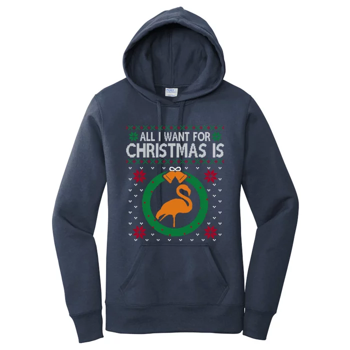 Flamingo Christmas All I Want For Christmas Is Flamingo Gift Women's Pullover Hoodie