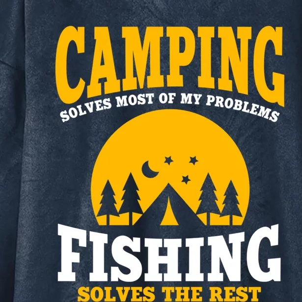 Funny Camping And Fishing Lover Outfit Nature Summer Camp Cool Gift Hooded Wearable Blanket