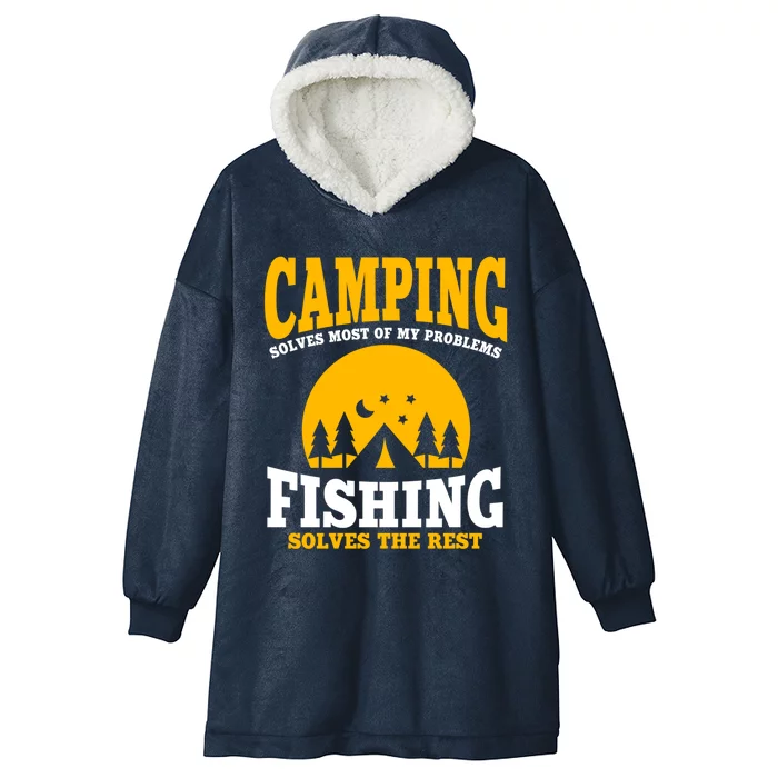 Funny Camping And Fishing Lover Outfit Nature Summer Camp Cool Gift Hooded Wearable Blanket