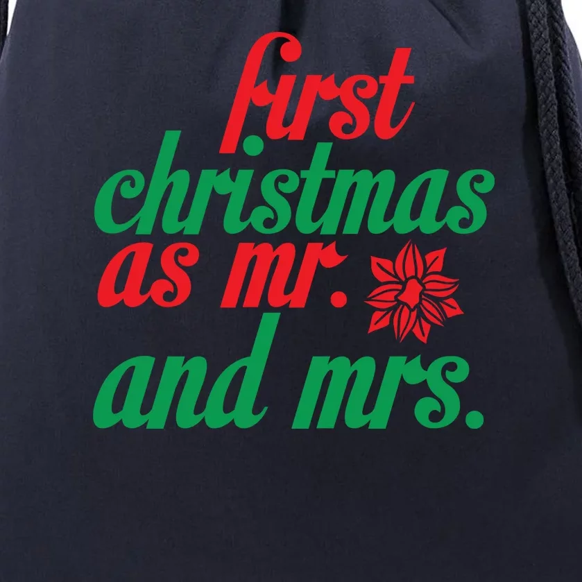 First Christmas As Mr And Mrs Drawstring Bag