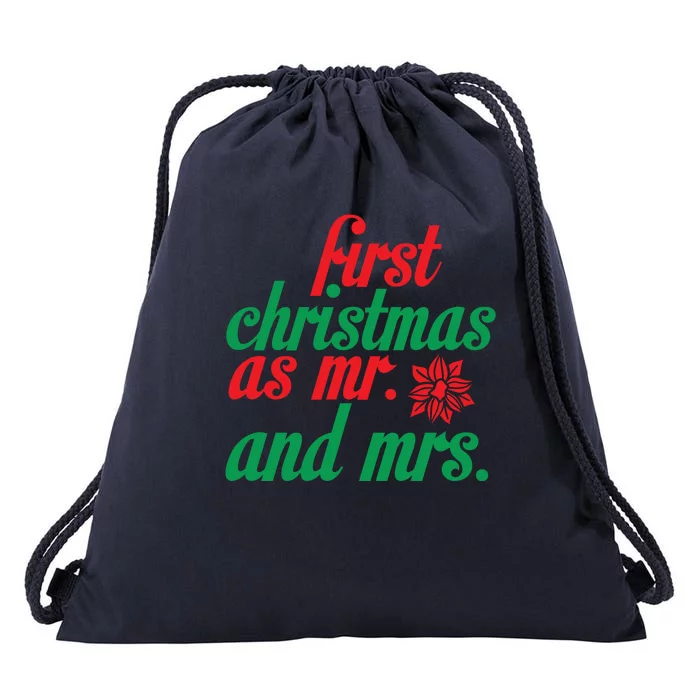 First Christmas As Mr And Mrs Drawstring Bag