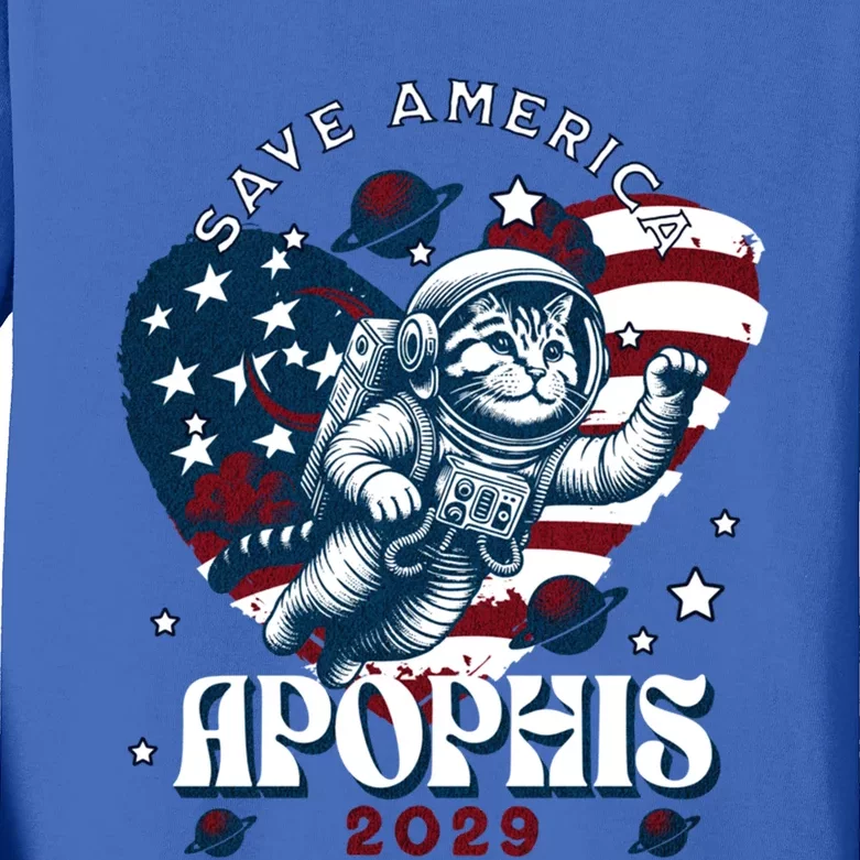 Funny Cat Astronaut Asteroid 99942 Apophis 2029 Cute Gift Kids Long Sleeve Shirt