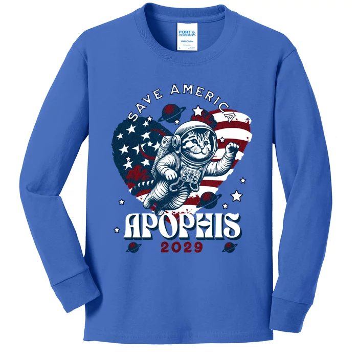 Funny Cat Astronaut Asteroid 99942 Apophis 2029 Cute Gift Kids Long Sleeve Shirt