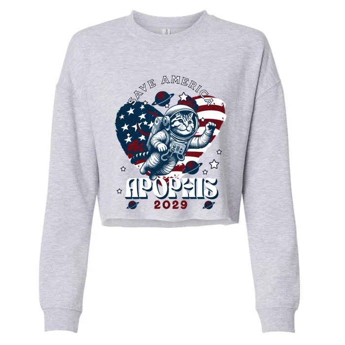 Funny Cat Astronaut Asteroid 99942 Apophis 2029 Cute Gift Cropped Pullover Crew