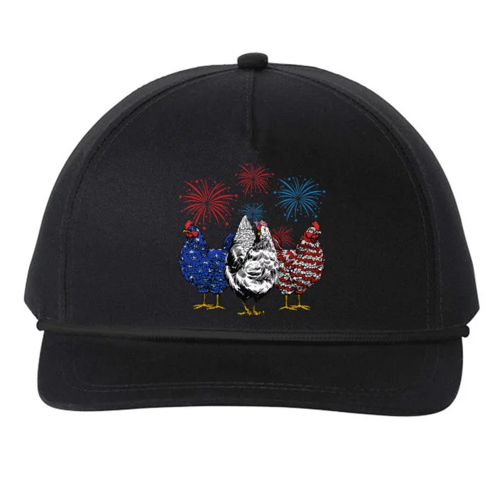 Funny Chickens American Flag Patriotic Farmer 4th Of July Snapback Five-Panel Rope Hat