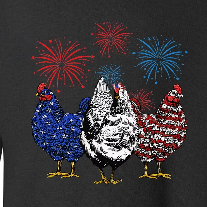 Funny Chickens American Flag Patriotic Farmer 4th Of July Toddler Sweatshirt