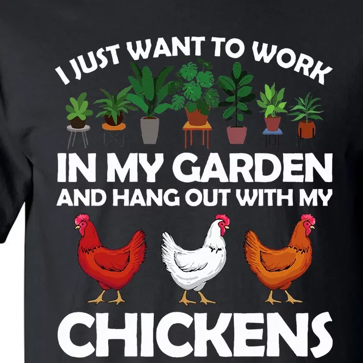 Funny Chicken Art For Gardening Chicken Lover Tall T-Shirt