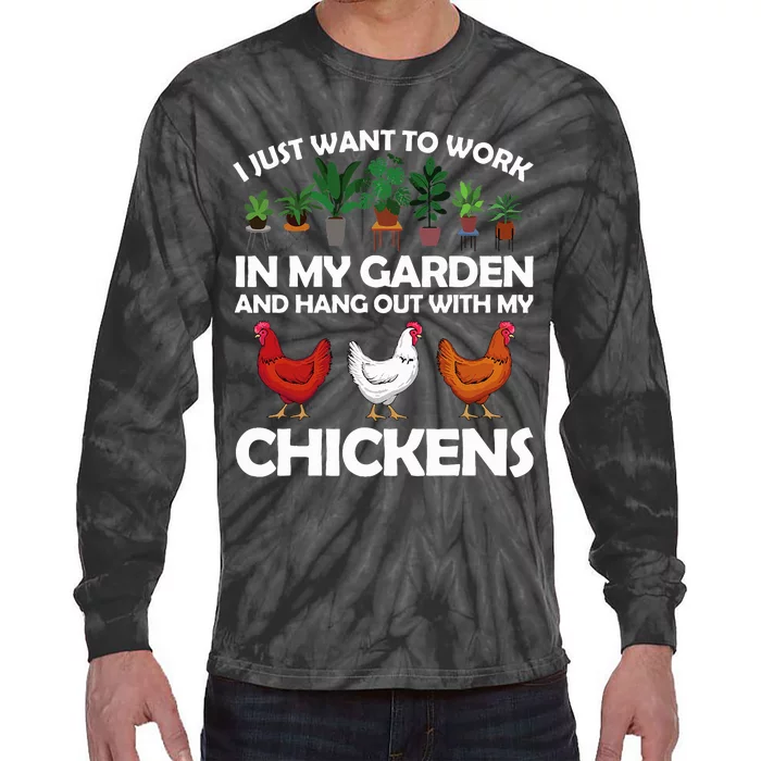 Funny Chicken Art For Gardening Chicken Lover Tie-Dye Long Sleeve Shirt