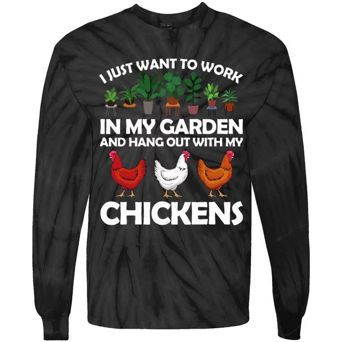 Funny Chicken Art For Gardening Chicken Lover Tie-Dye Long Sleeve Shirt