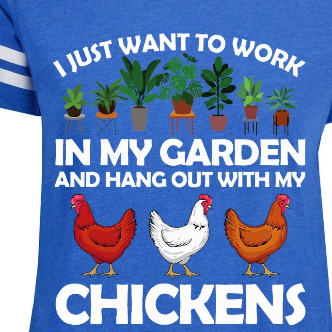 Funny Chicken Art For Gardening Chicken Lover Enza Ladies Jersey Football T-Shirt