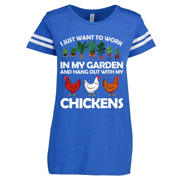 Funny Chicken Art For Gardening Chicken Lover Enza Ladies Jersey Football T-Shirt